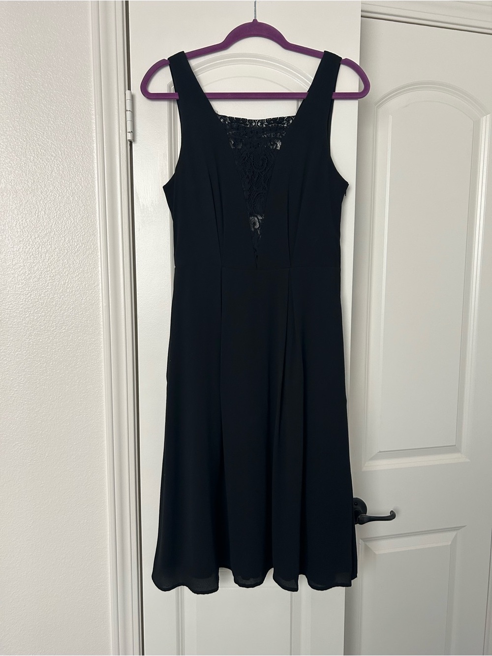B. Smart Gothic Black Lace-Inset Midi Dress